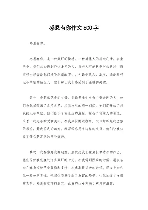 感恩有你作文800字