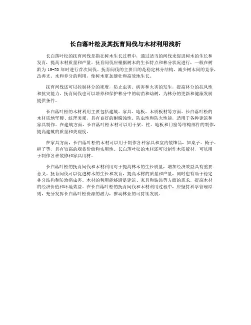 长白落叶松及其抚育间伐与木材利用浅析
