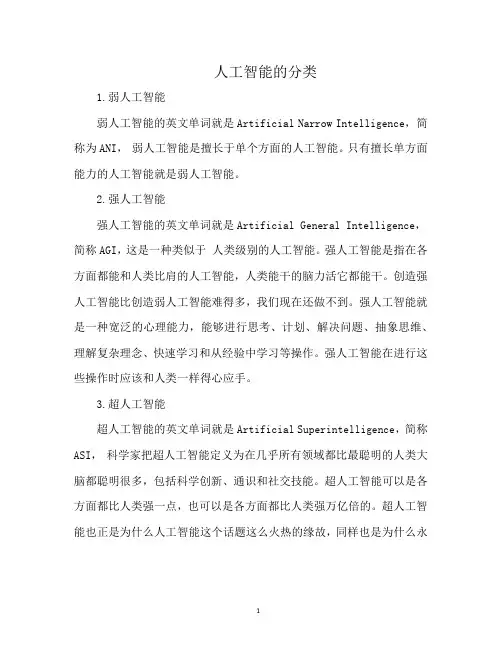 人工智能的分类