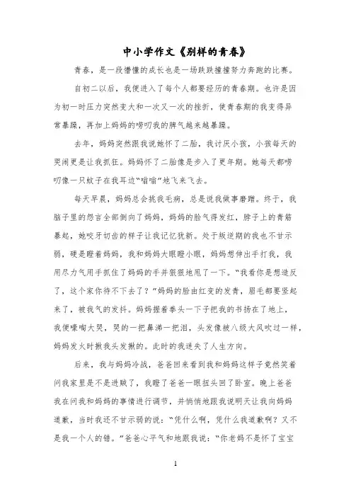 中小学作文《别样的青春》