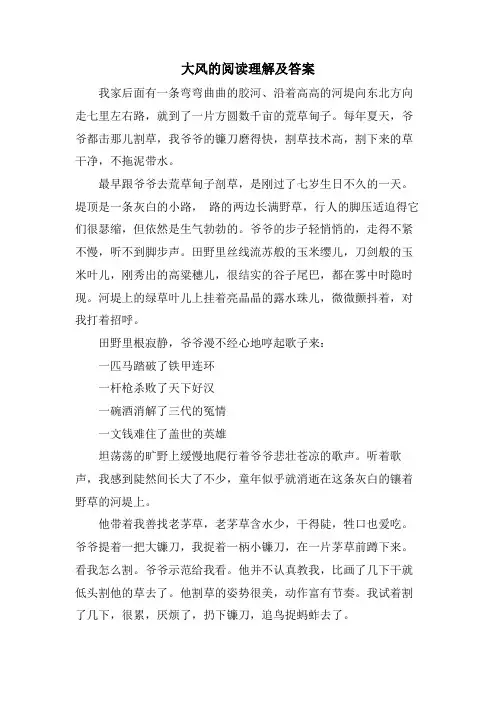 大风的阅读理解及答案