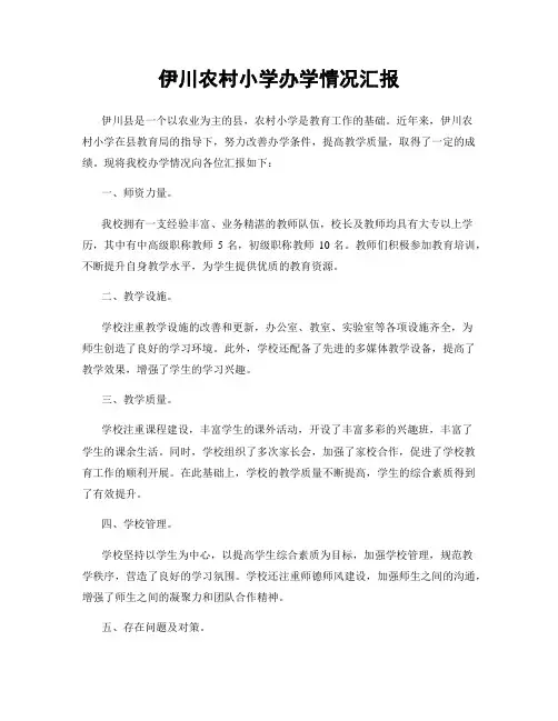 伊川农村小学办学情况汇报