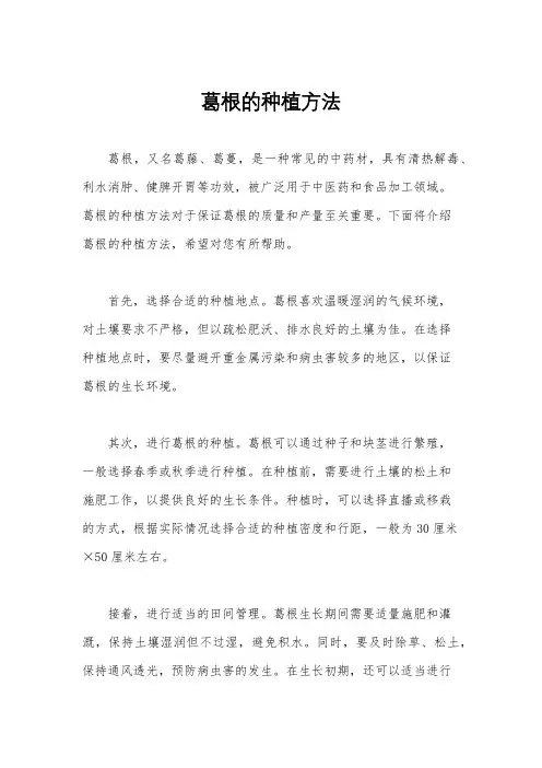 葛根的种植方法