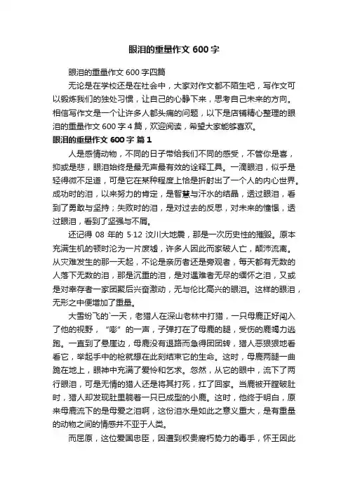 眼泪的重量作文600字