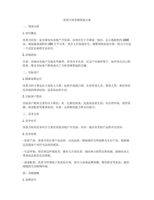 美景万科营销策划方案