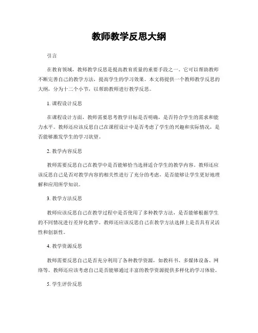 教师教学反思大纲