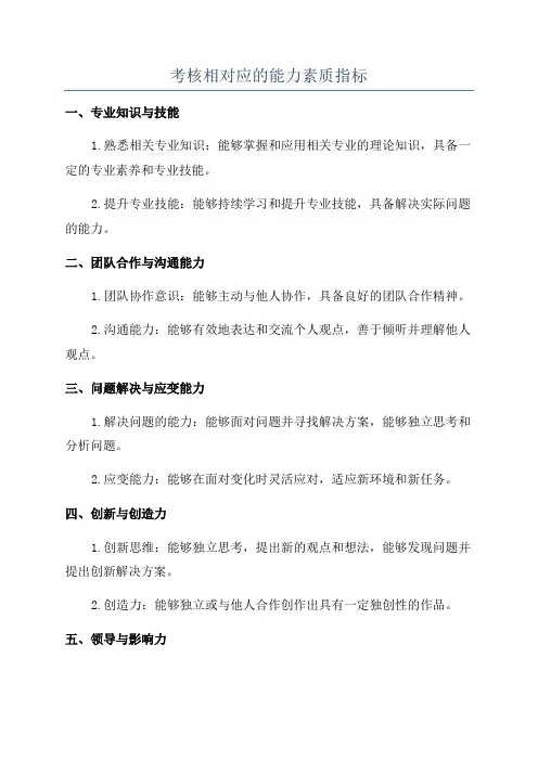 考核相对应的能力素质指标