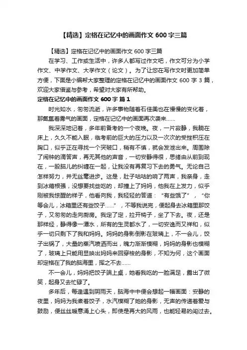 【精选】定格在记忆中的画面作文600字三篇