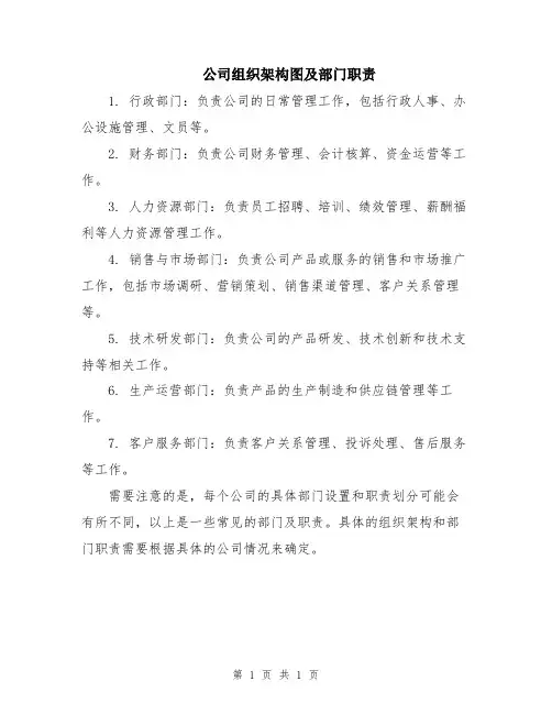 公司组织架构图及部门职责