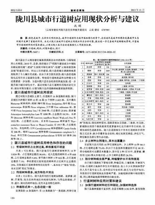 陇川县城市行道树应用现状分析与建议