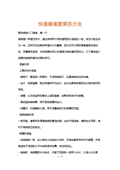 快速嫁接蔬菜的方法