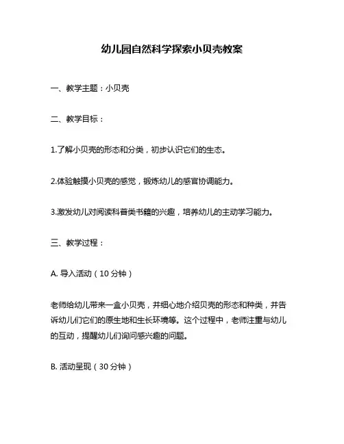 幼儿园自然科学探索小贝壳教案