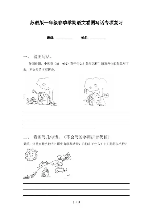 苏教版一年级春季学期语文看图写话专项复习