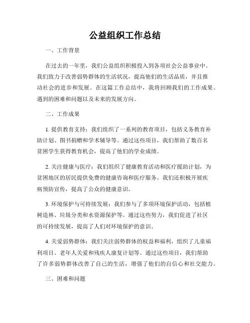 公益组织工作总结