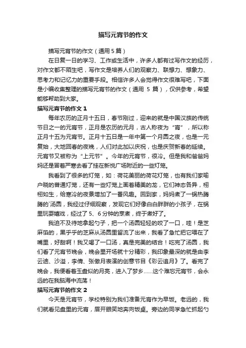 描写元宵节的作文（通用5篇）