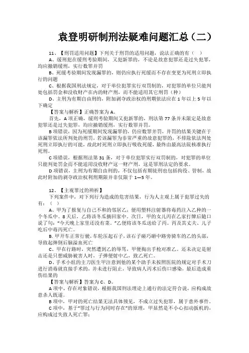 袁登明研制刑法疑难问题汇总(二)