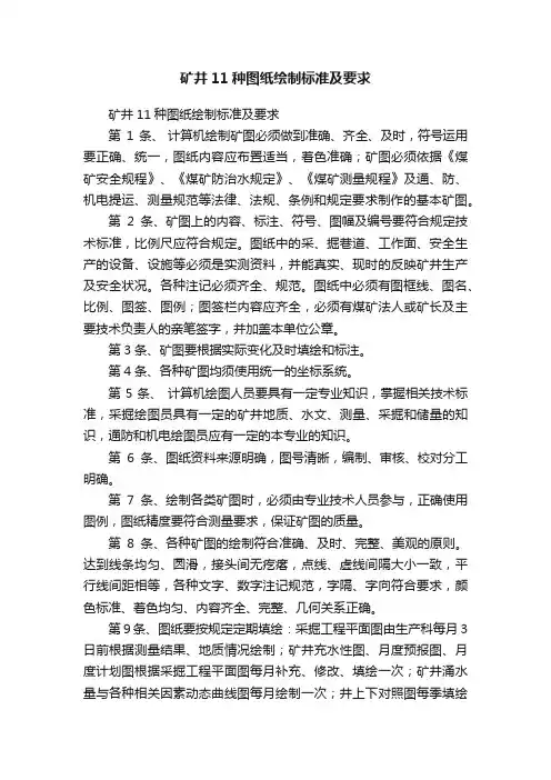 矿井11种图纸绘制标准及要求