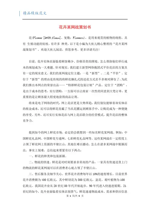 花卉某网战策划书