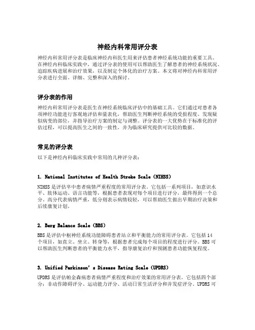 神经内科常用评分表