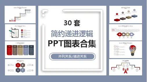 30套简约递进逻辑PPT图表合集