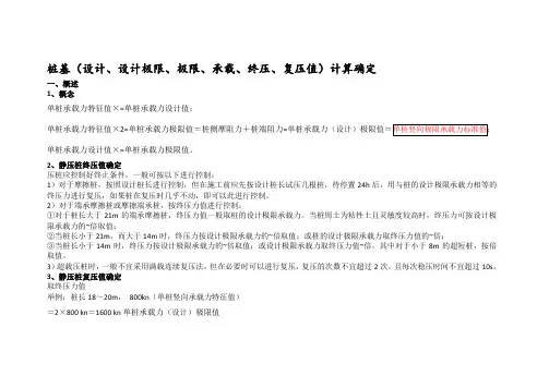 桩基(设计、设计极限、极限、承载、终压、复压值)计算确定