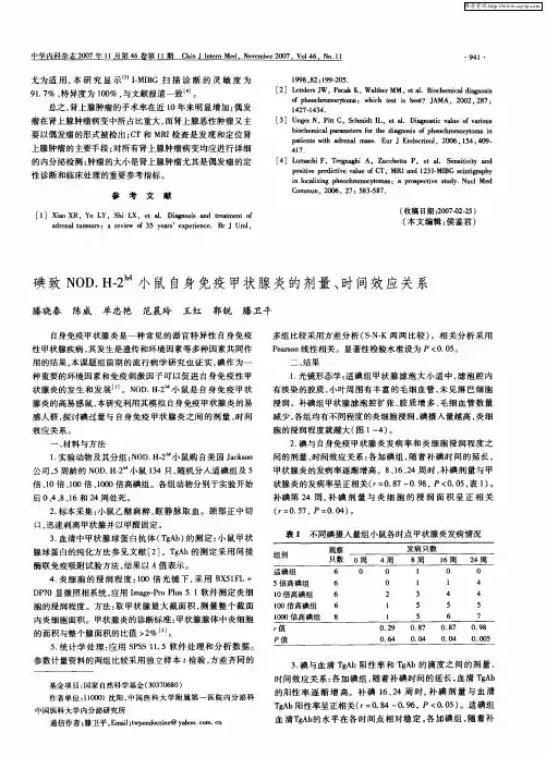 碘致NOD.H-2 h4小鼠自身免疫甲状腺炎的剂量、时间效应关系