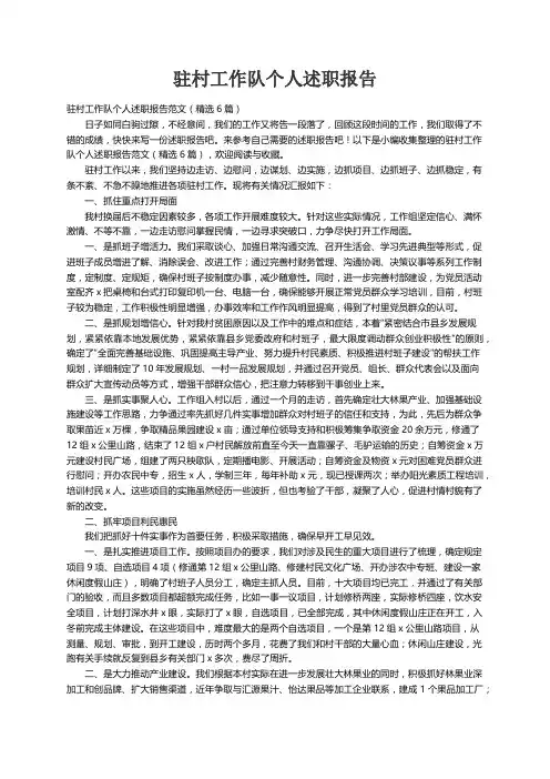 驻村工作队个人述职报告范文（精选6篇）