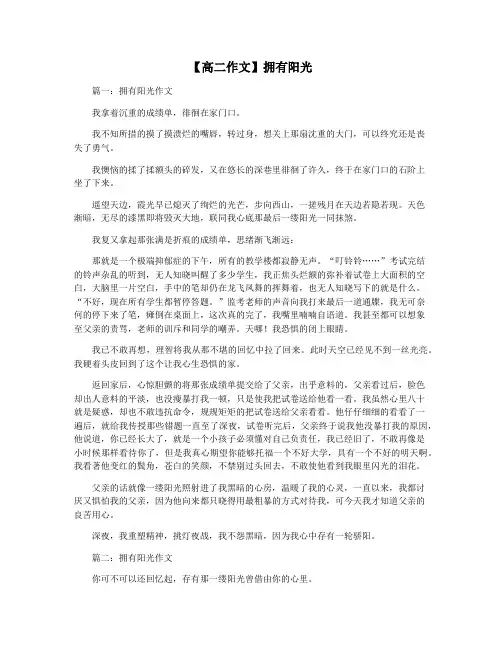 【高二作文】拥有阳光