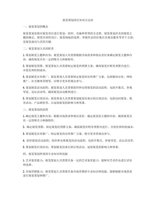 展览策划岗位知识点总结