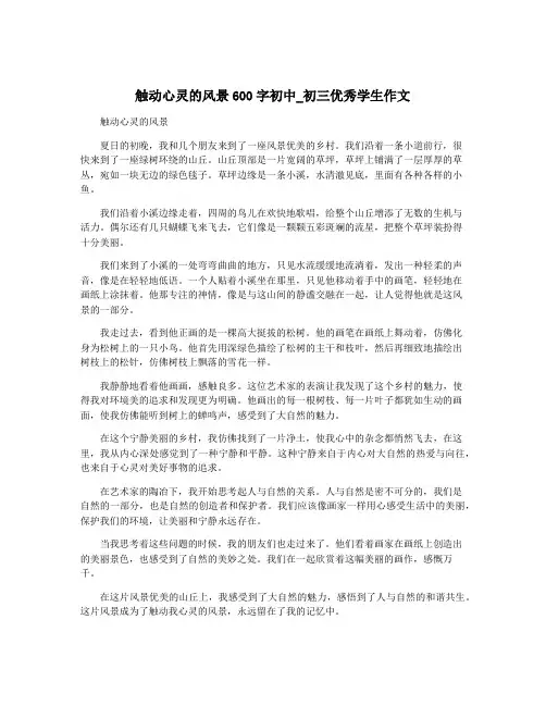 触动心灵的风景600字初中_初三优秀学生作文