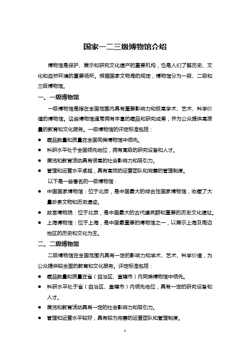 国家一二三级博物馆介绍