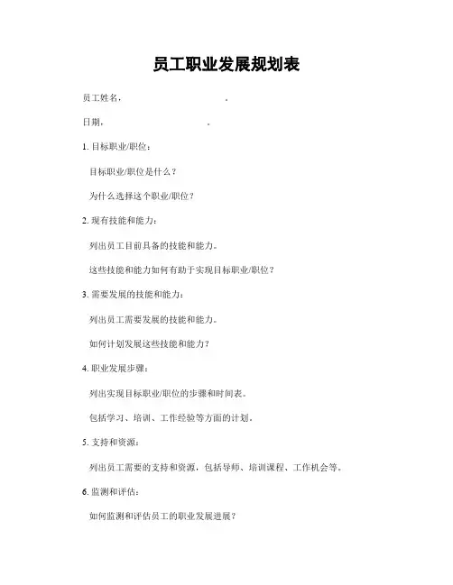 员工职业发展规划表
