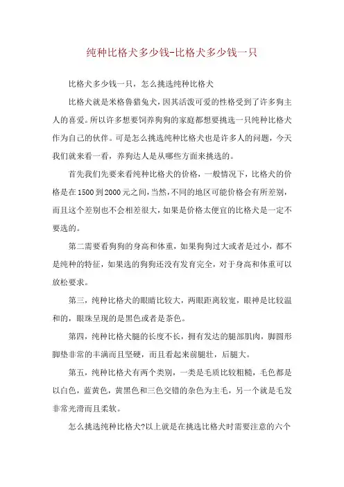 纯种比格犬多少钱-比格犬多少钱一只