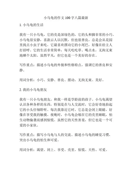 小乌龟的作文100字八篇最新