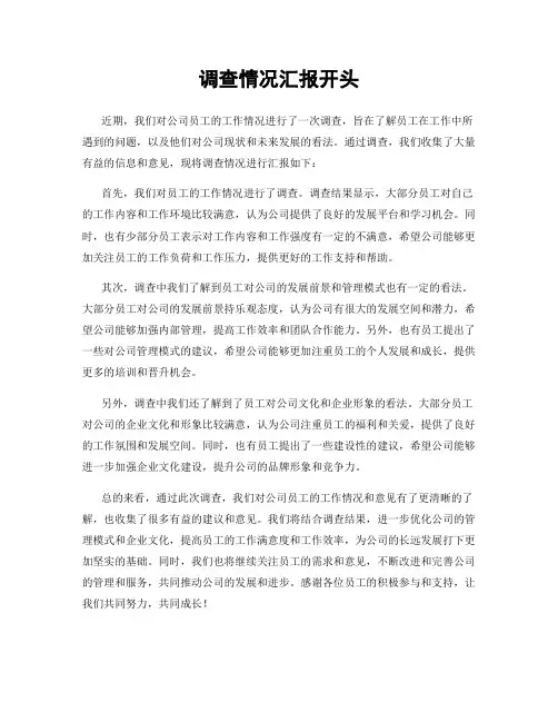 调查情况汇报开头