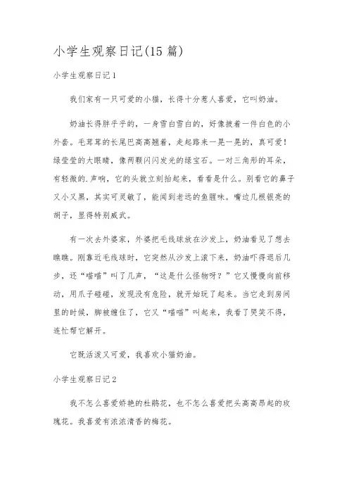 小学生观察日记(15篇)