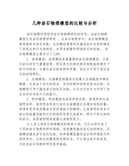 几种岩石物理模型的比较与分析