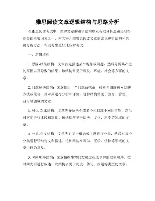 雅思阅读文章逻辑结构与思路分析