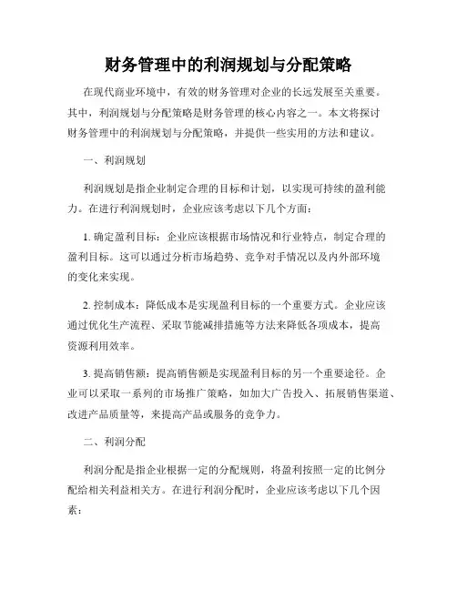 财务管理中的利润规划与分配策略