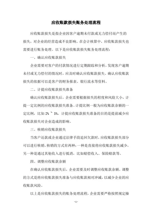 应收账款损失账务处理流程