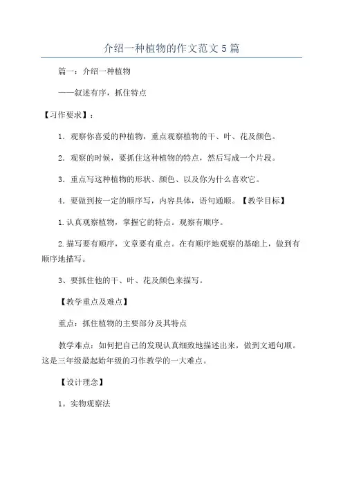 介绍一种植物的作文范文5篇