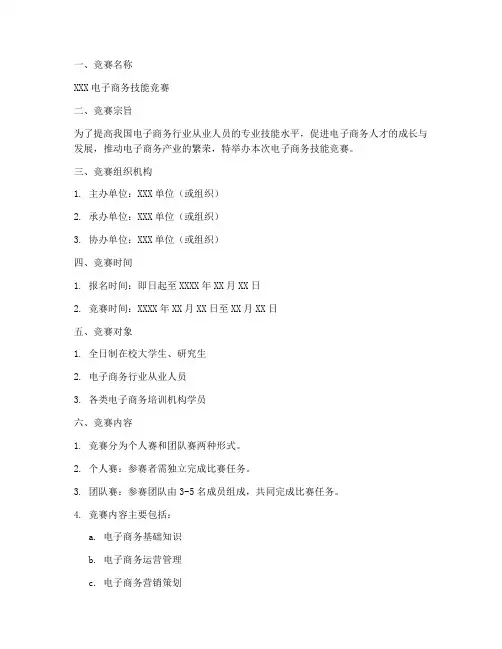 电子商务技能竞赛章程模板