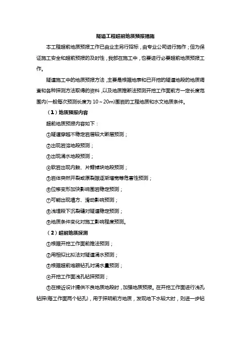 隧道工程超前地质预报措施