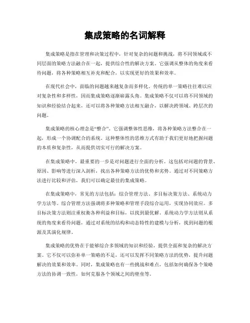 集成策略的名词解释