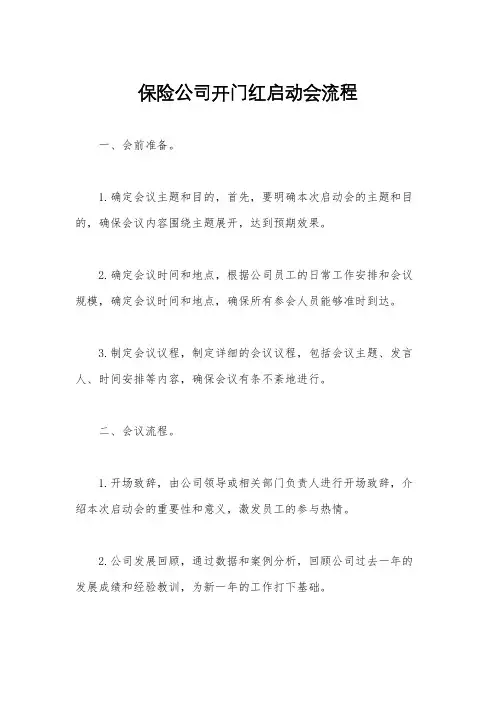 保险公司开门红启动会流程