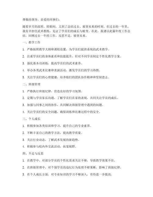 武术教练年总结范文