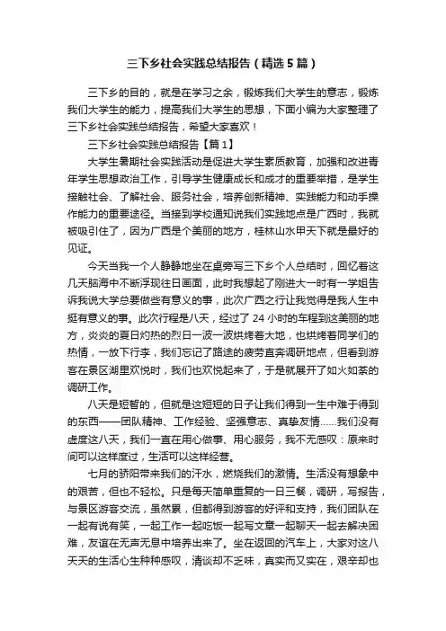 三下乡社会实践总结报告（精选5篇）