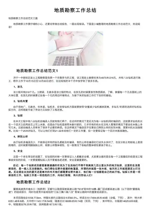 地质勘察工作总结