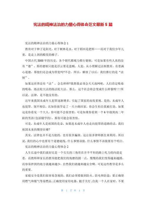 宪法的精神法治的力量心得体会范文最新5篇