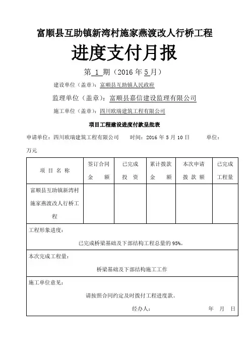 工程进度款申请全套表格